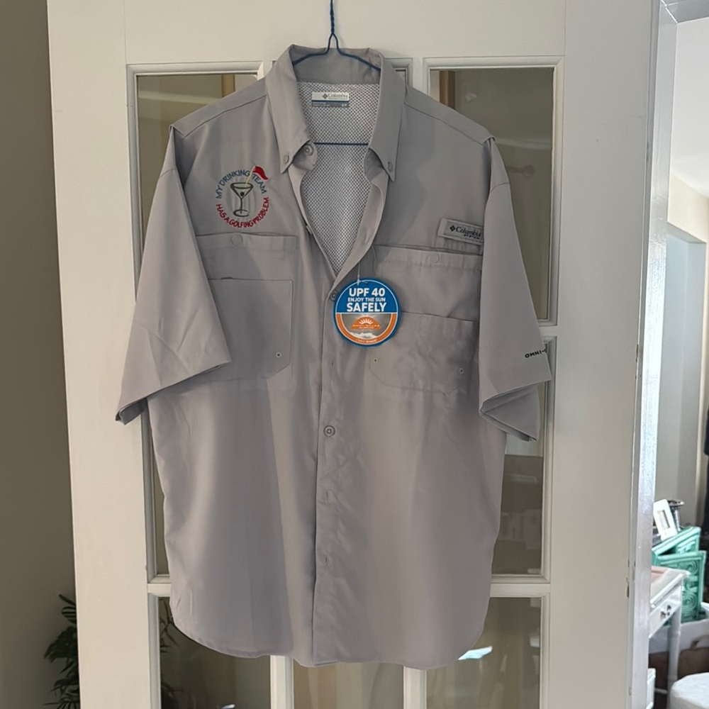 Columbia Gray Short Sleeve Golf Shirt